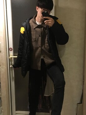「neos（ネオス）のアイテム（ダウンジャケット/コート）」を使った、風の又三郎。さん（メンズ・178cm）の冬コーディネート