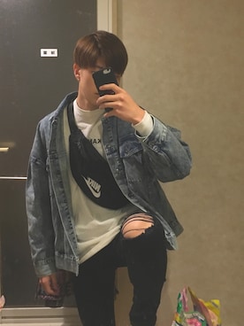 「kutir（クティール）のアイテム（デニムジャケット）」を使った、風の又三郎。さん（メンズ・178cm）の春コーディネート