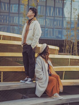 「KANGOL（カンゴール）のアイテム（ジャケット/アウター）」を使った、WEAR 中国さん（レディース・160cm）の冬コーディネート