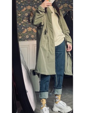 「unrelaxing（アンリラクシング）のアイテム（モッズコート）」を使った、WEAR 中国さん（レディース・158cm）の春コーディネート