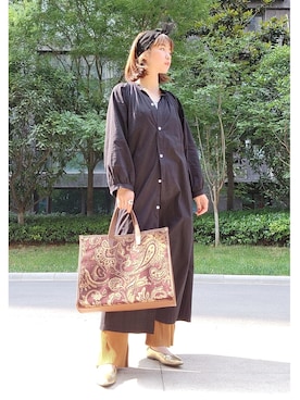 「JUNOAH（ジュノア）のアイテム（シャツワンピース）」を使った、WEAR 中国さん（レディース・165cm）の春コーディネート