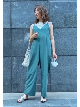 「BEAUTY&YOUTH UNITED ARROWS（ビューティーアンドユースユナイテッドアローズ）の【WEB限定】by ※∴TR キャミカシュクールサロペット -ウォッシャブル-（サロペット/オーバーオール、グリーン系）」を使った、WEAR 中国さん（レディース）の夏コーディネート