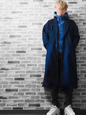 「PUMA」｜「アイテム（チェスターコート）」を使った、ちょびさん（メンズ・184cm）の春コーディネート