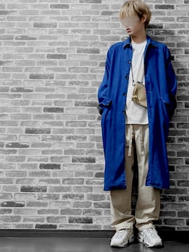 「EMMA  CLOTHES」｜「アイテム（ステンカラーコート）」を使った、ちょびさん（メンズ・184cm）の春コーディネート