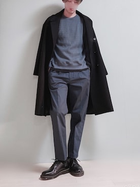 「アーバンリサーチドアーズ」｜「アイテム（チェスターコート）」を使った、ちょびさん（メンズ・184cm）の秋コーディネート