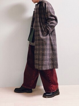 「CREARE -LINO-（クレアーレリノ）のアイテム（ステンカラーコート）」を使った、ちょびさん（メンズ・184cm）の冬コーディネート