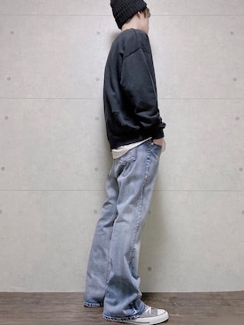 「CREARE -LINO-（クレアーレリノ）のアイテム（スウェット）」を使った、ちょびさん（メンズ・184cm）の冬コーディネート