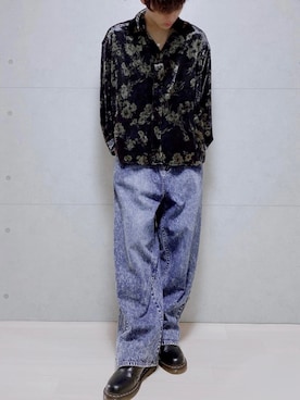 デニムパンツを使った 花柄シャツ のメンズ人気ファッションコーディネート Wear