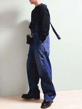 「Lee（リー）のアイテム（サロペット/オーバーオール）」を使った、ちょびさん（メンズ・184cm）の冬コーディネート