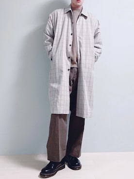 「チョコ色に染まれ」｜「アイテム（ステンカラーコート）」を使った、ちょびさん（メンズ・184cm）の冬コーディネート