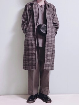 「CREARE -LINO-（クレアーレリノ）のアイテム（ステンカラーコート）」を使った、ちょびさん（メンズ・184cm）の冬コーディネート