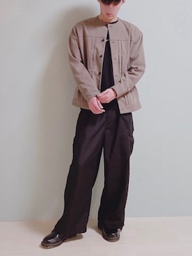 「ノーカラージャケット」｜ちょびさん（メンズ・184cm）の春コーディネート