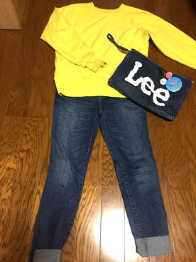 「Lee（リー）のアイテム（クラッチバッグ）」を使った、まぁちゃんさん（レディース・157cm）の冬コーディネート