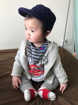 「GAP（ギャップ）のアイテム（その他ベビー用品、ホワイト系）」を使った、TSUKASOHTAさん（キッズ・110cm）の冬コーディネート