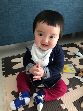 「POLO RALPH LAUREN（ポロ ラルフ ローレン）のアイテム（その他ベビー用品、ブルー系）」を使った、TSUKASOHTAさん（キッズ・110cm）の春コーディネート