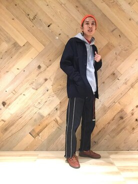 「UNIVERSAL OVERALL（ユニバーサルオーバーオール）のアイテム（ブルゾン）」を使った、kyoheyさん（メンズ・172cm）の秋コーディネート