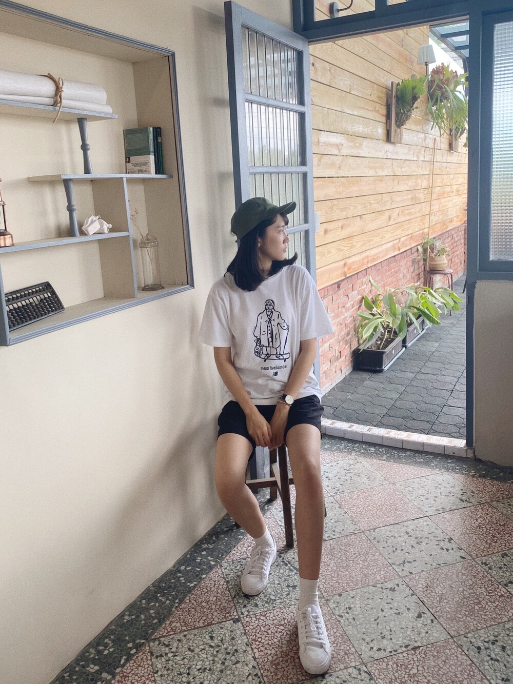 「THE NORTH FACEのアイテム（キャップ、グリーン系）」を使った、Hsuan2さん（レディース・168cm）の夏コーディネートの1枚目の写真