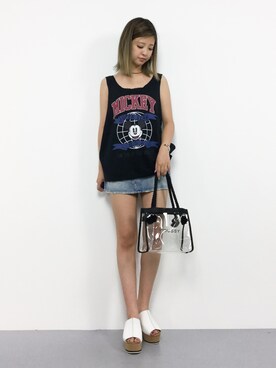 「ミッキー」｜もえぴーさん（レディース・156cm）の夏コーディネート