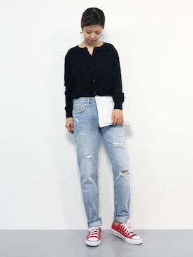 「501(R)T（ゴーマルイチティー）のアイテム」を使った、もえぴーさん（レディース・156cm）の秋コーディネート