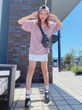 「エアリズム」｜「アイテム（キャップ）」を使った、もえぴーさん（レディース・157cm）の夏コーディネート