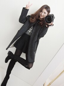 "www.anappletree.com | 라인니트무스탕(ノーカラージャケット)