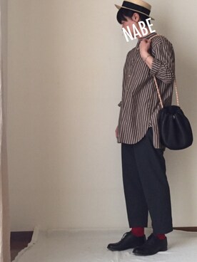 「AUTTAA」｜「アイテム（帽子）」を使った、なべおさん（レディース・157cm）の夏コーディネート