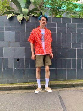 「SLACK FOOTWEAR（スラックフットウェア）のアイテム」を使った、Noro Yuiさん（メンズ・176cm）の夏コーディネート