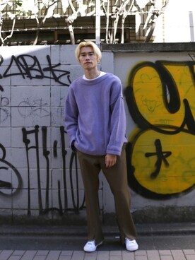 「URBAN RESEARCH（アーバンリサーチ）のURBAN RESEARCH iD　OVERSIZE BOUCLE KNIT（ニット/セーター）」を使った、Noro Yuiさん（メンズ・176cm）の冬コーディネート