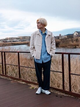 「春めきシューズ」｜「アイテム（その他アウター）」を使った、Noro Yuiさん（メンズ・176cm）の春コーディネート
