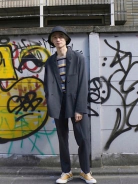 「春めきシューズ」｜「アイテム（ジャケット/アウター）」を使った、Noro Yuiさん（メンズ・176cm）の冬コーディネート