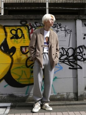 「Stepney Workers Club（ステファニーワーカーズクラブ）のアイテム」を使った、Noro Yuiさん（メンズ・176cm）の春コーディネート