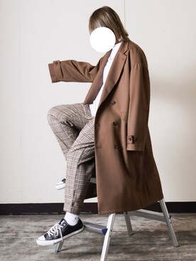 「秋のカフェオレコーデ」｜「アイテム（チェスターコート）」を使った、カリメロくんさん（メンズ・160cm）の秋コーディネート