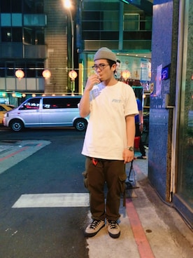「REMIX（リミックス）のアイテム（パンツ）」を使った、yjsu🇹🇼さん（メンズ・169cm）の春コーディネート
