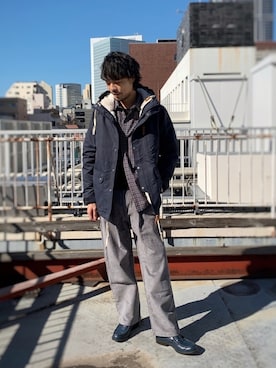 「アイテム（その他アウター、ブルー系）」を使った、Dimensionさん（メンズ・176cm）の秋コーディネート