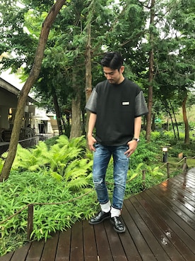 「HAMILTON（ハミルトン）のアイテム（腕時計）」を使った、みやぞんさん（メンズ・177cm）の夏コーディネート