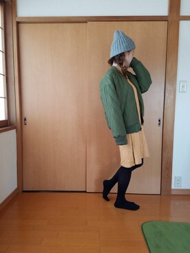 「アイテム（ミリタリージャケット）」を使った、sor*☺︎さん（レディース・153cm）の春コーディネート