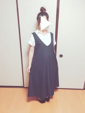「LEPSIM（レプシィム）のメンアサスキッパーワンピース　712774（ワンピース、ホワイト系）」を使った、sor*☺︎さん（レディース）の春コーディネート