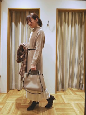 「Te chichi（テチチ）のアイテム（チェスターコート）」を使った、yuumi*さん（レディース・160cm）の冬コーディネート