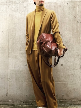 「no brand（ノーブランド）のアイテム（フォーマルスーツ/小物、オレンジ系）」を使った、Orange Itakura さん（メンズ・179cm）の冬コーディネート