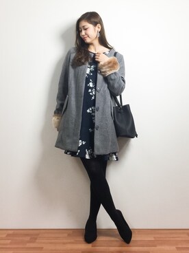 「夢展望（ユメテンボウ）のアイテム（その他アウター）」を使った、marinaさん（レディース・162cm）の冬コーディネート