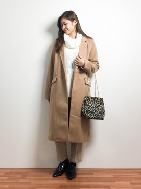 「rps（アールピーエス）のアイテム（チェスターコート）」を使った、marinaさん（レディース・162cm）の冬コーディネート