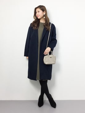 「COLONY 2139（コロニートゥーワンスリーナイン）のアイテム（チェスターコート）」を使った、marinaさん（レディース・162cm）の冬コーディネート
