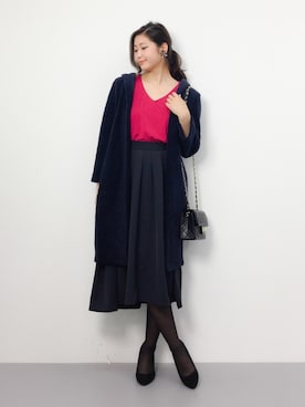「ドレスアップ」｜「アイテム（その他アウター）」を使った、marinaさん（レディース・162cm）の春コーディネート