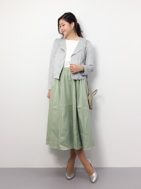 「MISCH MASCH（ミッシュマッシュ）のアイテム（ライダースジャケット）」を使った、marinaさん（レディース・162cm）の春コーディネート