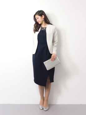 「MARLENE JOBERT（マルレーヌ　ジョベル）のアイテム（ノーカラージャケット）」を使った、marinaさん（レディース・162cm）の春コーディネート