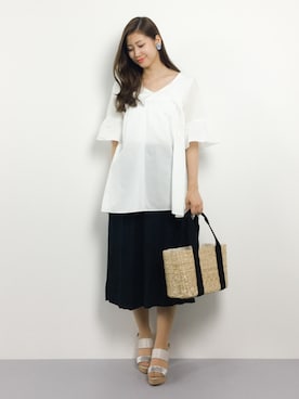 「SLOBE IENA（スローブイエナ）のアイテム（チュニック）」を使った、marinaさん（レディース・162cm）の夏コーディネート
