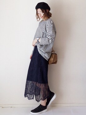 「Aura（アウラ）のアイテム（アクセサリー）」を使った、まるちわさん（レディース・160cm）の春コーディネート