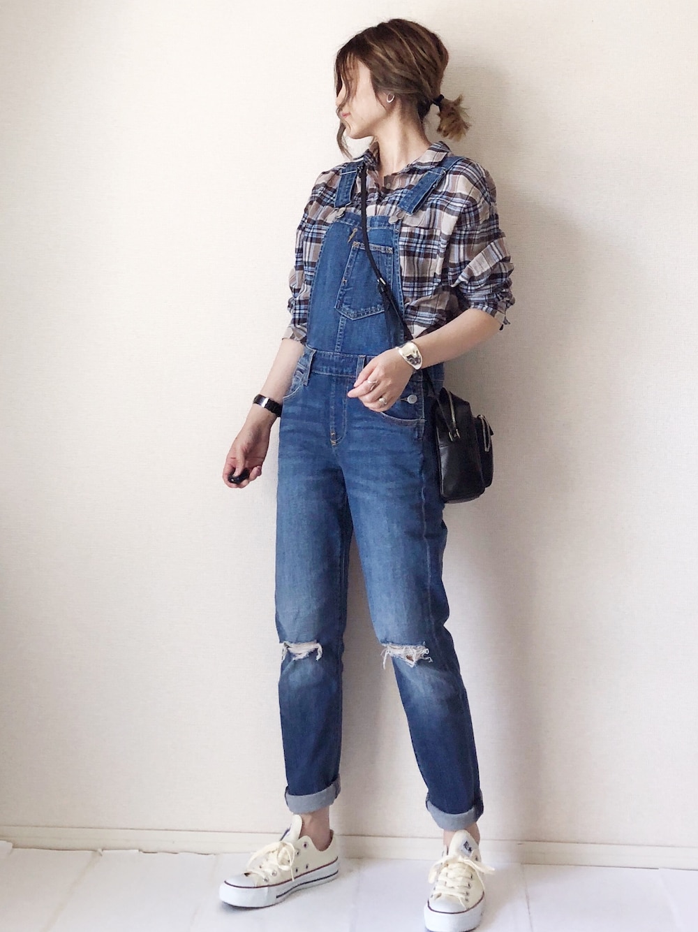リーバイス　チェックサロペット　Tシャツセット Levi'sのサロペット/オーバーオールを使った「チェックシャツ」の人気