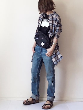 「ロールアップ」｜「アイテム（雑誌）」を使った、まるちわさん（レディース・160cm）の夏コーディネート