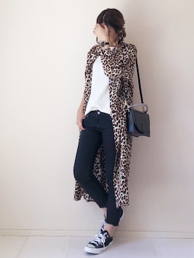 「ワッフルクルーネックＴ」｜「アイテム（ワンピース/ドレス）」を使った、まるちわさん（レディース・160cm）の秋コーディネート